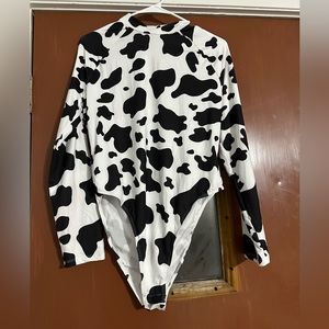 Shein, cow print body suit, XL